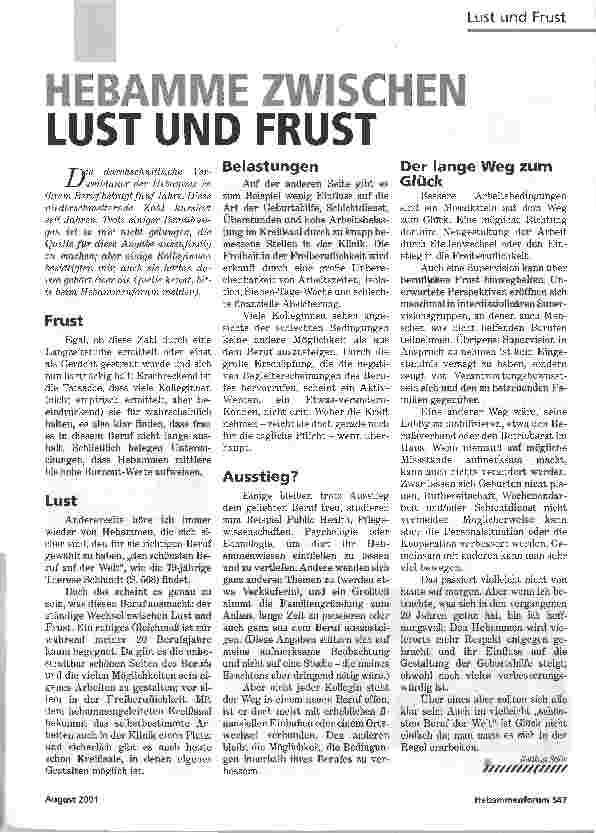 Vorschauseite 1: HEBAMME ZWISCHEN LUST UND FRUST