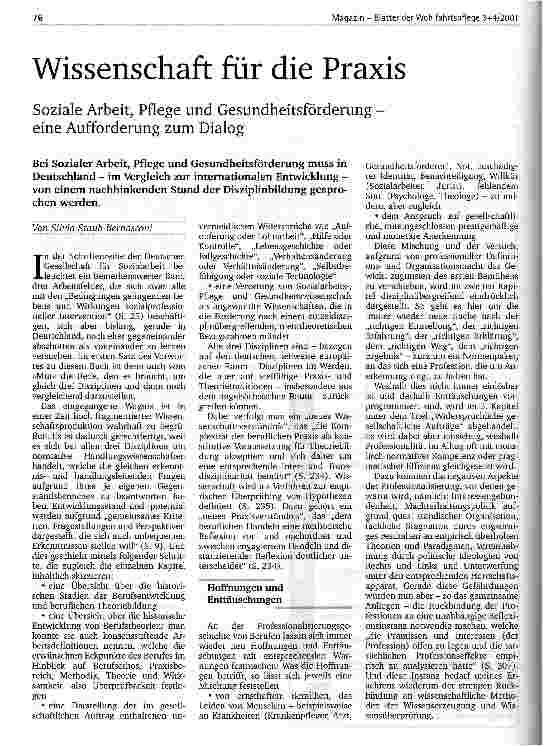 Vorschauseite 1: Wissenschaft für die Praxis