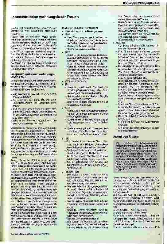 Vorschauseite 2: Wohnungslosigkeit alleinstehender Frauen Am Beispiel von Karin N. aus Berlin (West)