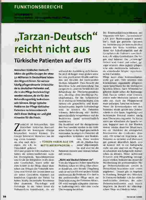 Vorschauseite 1: Tarzan-Deutsch reicht nicht aus Türkische Patienten auf der ITS