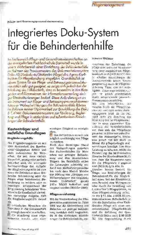 Vorschauseite 1: Intregriertes Doku-System für die Behindertenhilfe