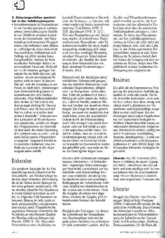 Vorschauseite 3: Zum Erleben angeleiteter Praktika durch LehrerInnen für Gesundheitsund Krankenpflege in der Pflegeausbildung