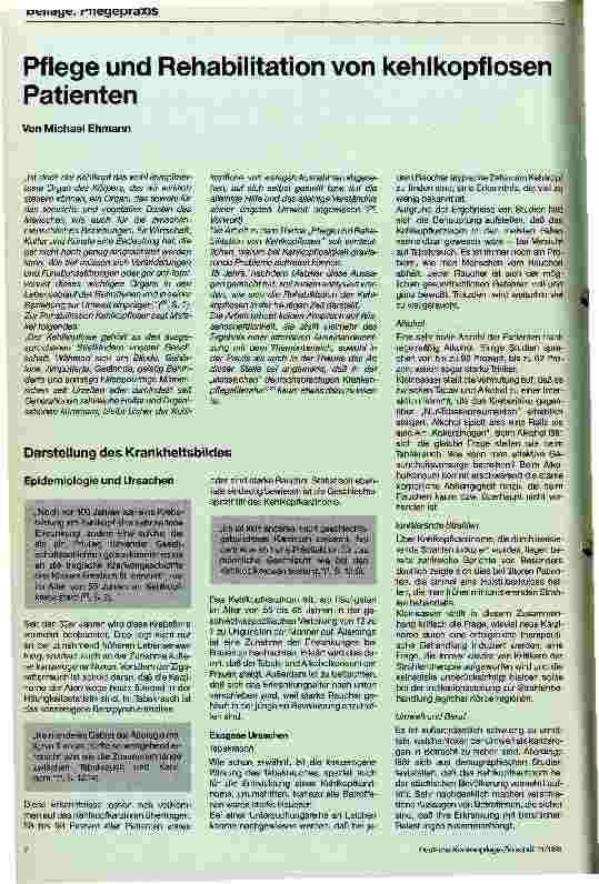 Vorschauseite 1: Pflege und Rehabilitation von kehlkopflosen Patienten