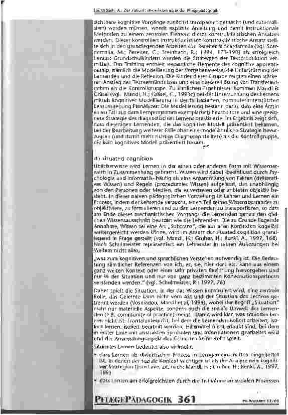 Vorschauseite 6: Zur Zukunft des e-learning in der Pflegepädagogik Abschlussbericht des Projektes Lernwelten 2001