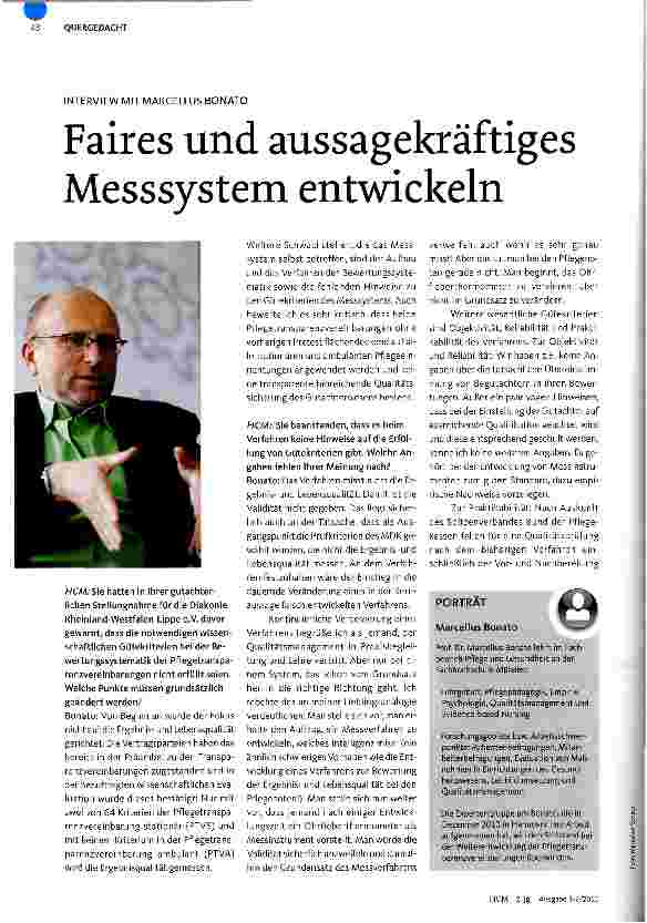 Vorschauseite 1: INTERVIEW MIT MARCELLUS BONATOFaires und aussagekräftiges Messsystem entwickeln