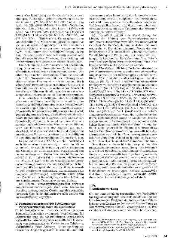 Vorschauseite 4: Die Digitalisierung von Personalakten der Beamten der Länder und Kommunen - und die sich daraus ergebende Sicherungspflicht von Dienststelle und Personalrat