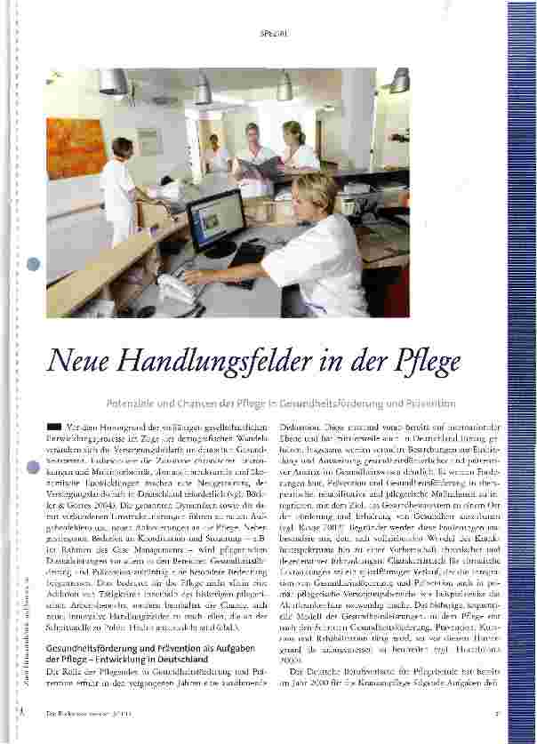 Vorschauseite 1: Neue Handlungsfelder in der Pflege