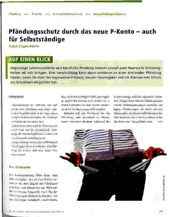 Vorschauseite 1: Pfändungsschutz durch das neue P-Konto - auch für Selbstständige