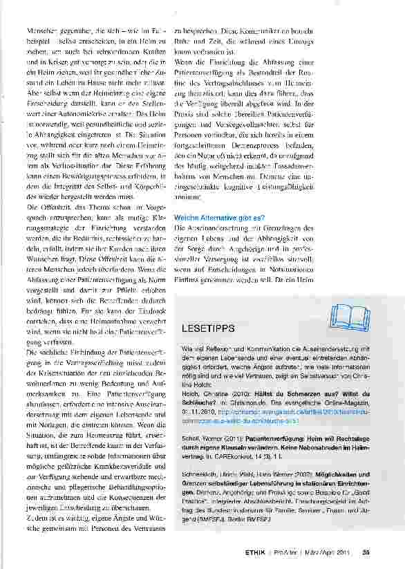 Vorschauseite 3: Patientenverfügung als Bedingung für den Heimeinzug?
