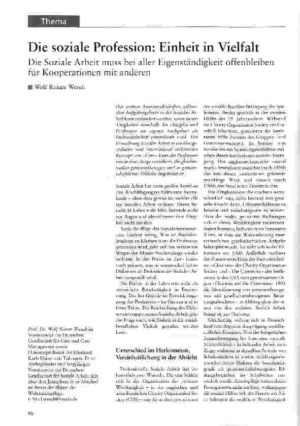 Vorschauseite 1: Die soziale Profession: Einheit in Vielfalt