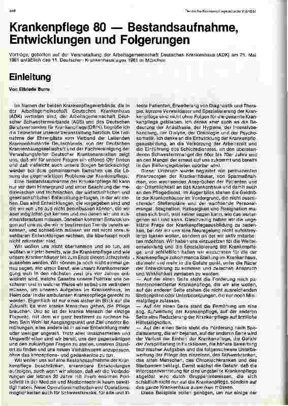 Vorschauseite 1: Krankenpflege 80 - Bestandaufnahme Entwicklung und Folgerungen