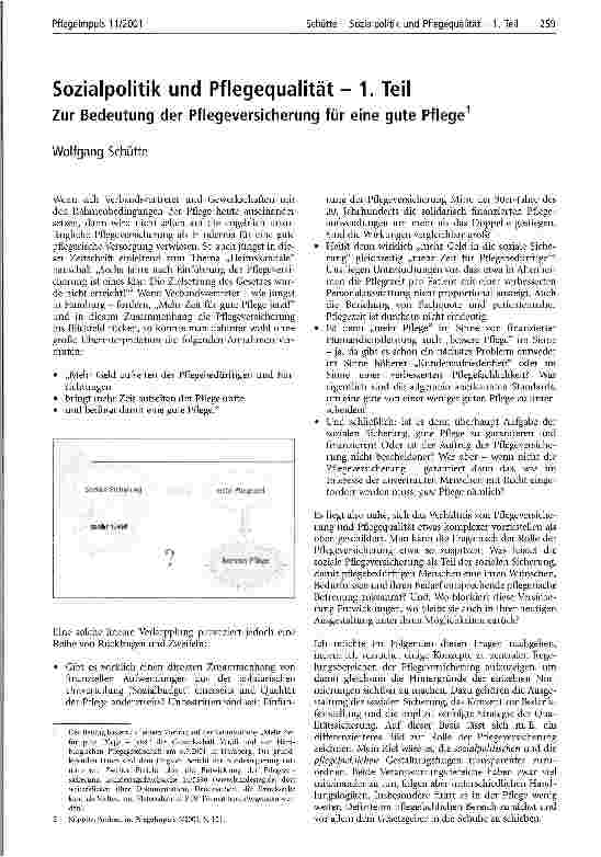 Vorschauseite 1: Sozialpolitik und Pflegequalität - Teil 1 Zur Bedeutung der Pflegeversicherung für eine gute Pflege