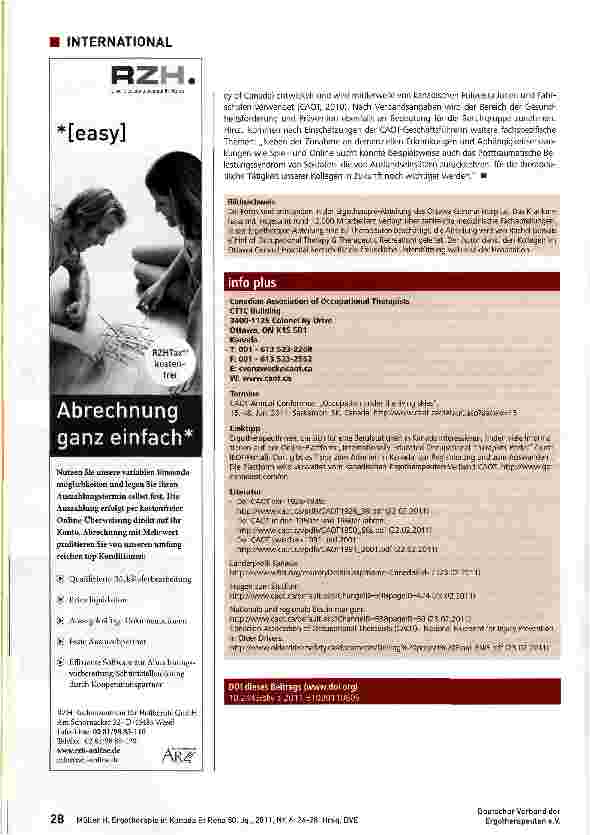 Vorschauseite 3: Ergotherapie in Kanada