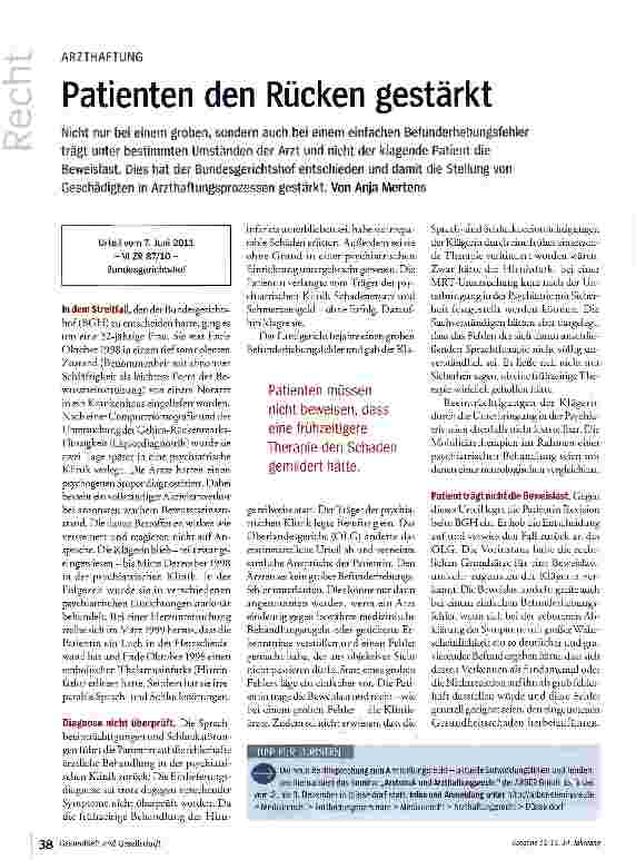Vorschauseite 1: Patienten den Rücken gestärkt