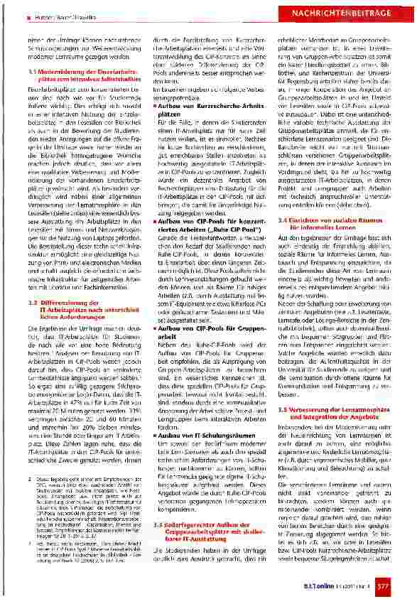 Vorschauseite 4: Lern(t)räume an der Universität Regensburg - Perspektiven für ein bedarfsorientiertes, gemeinsames Angebot von Bibliothek und Rechenzentrum