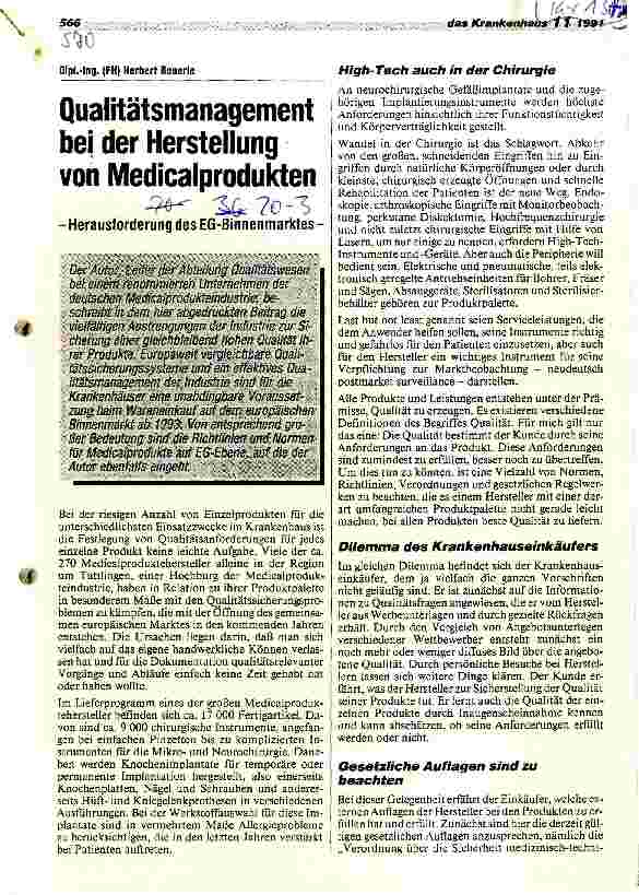 Vorschauseite 1: Qualitätsmanagement bei der Herstellung von Medicalprodukten