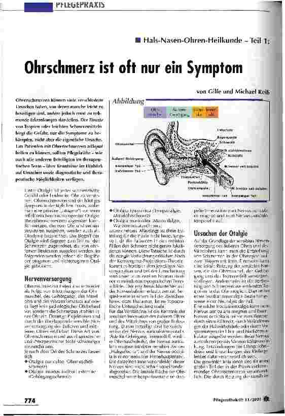 Vorschauseite 1: Ohrschmerz ist oft nur ein Symptom Hals-Nasen-Ohren-Heilkunde - Teil1