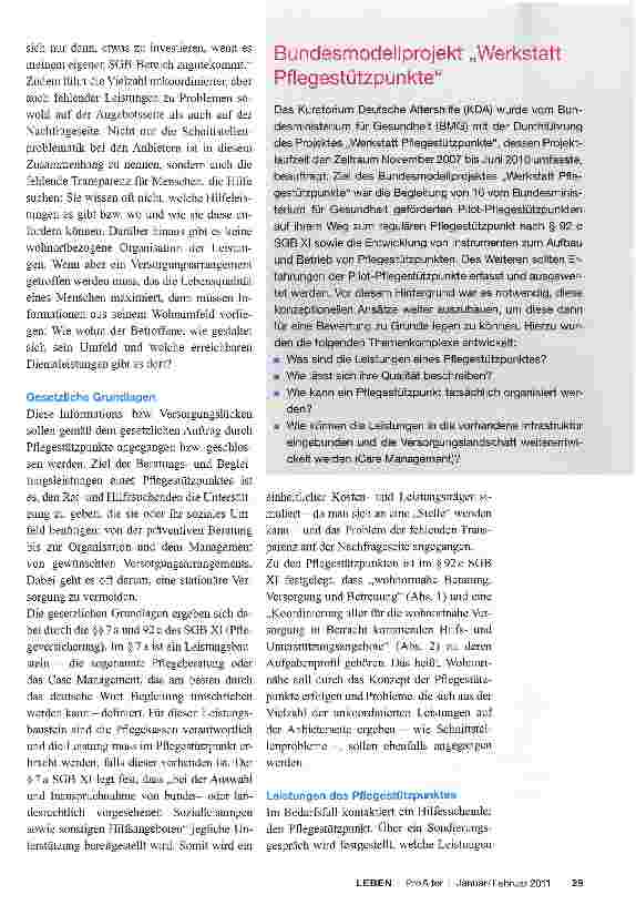 Vorschauseite 2: Was leisten Pflegestützpunkte?Ergebnisse des Bundesmodellprojektes „Werkstatt Pflegestützpunkte
