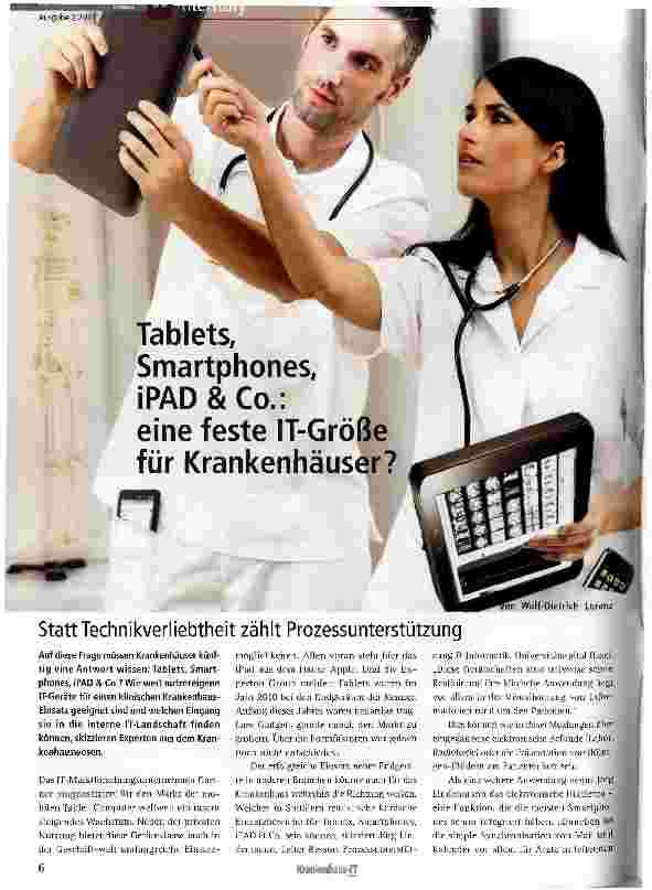 Vorschauseite 1: Tablets,Smartphones,iPAD&Co.: eine feste IT-Größe für Krankenhäuser?