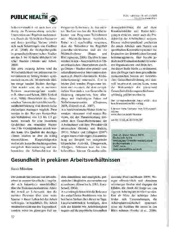 Vorschauseite 2: Gesundheitsökonomischer Nutzen der betrieblichen Gesundheitsförderung