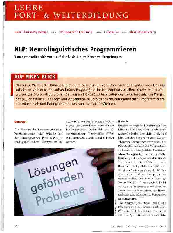 Vorschauseite 1: NLP: Neurolinguistisches Programmieren