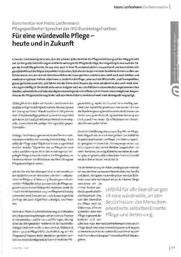 Vorschauseite 2: Für eine würdevolle Pflege -heute und in Zukunft