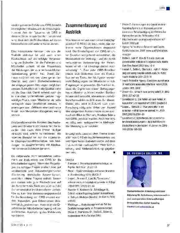 Vorschauseite 3: Evaluation von CIRS - wo sind die Grenzen?