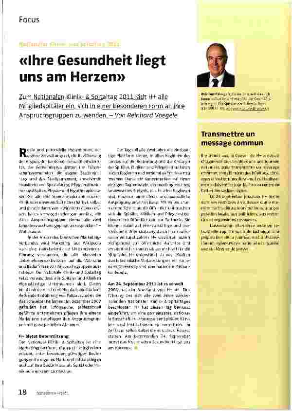 Vorschauseite 1: «Ihre Gesundheit liegt uns am Herzen»