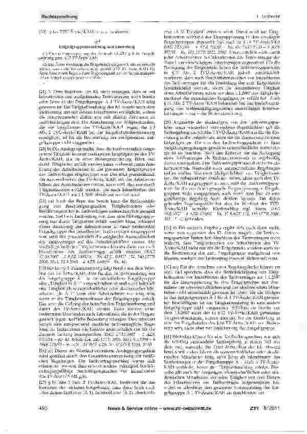 Vorschauseite 2: Eingruppierung wissenschaftlicher oder akademischer Mitarbeiter - Tätigkeit in einer bestimmten Entgeltgruppe eines Tarifvertrages - Tarif lücke