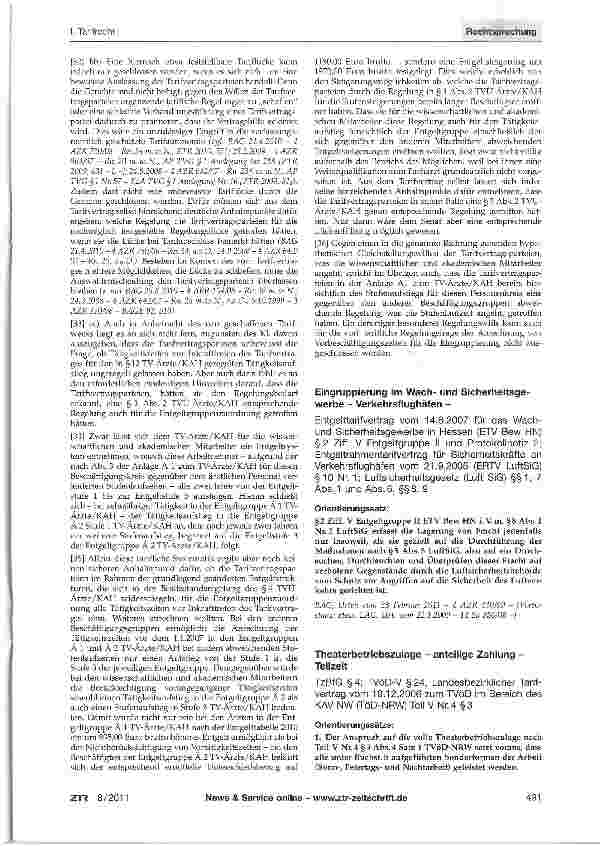 Vorschauseite 3: Eingruppierung wissenschaftlicher oder akademischer Mitarbeiter - Tätigkeit in einer bestimmten Entgeltgruppe eines Tarifvertrages - Tarif lücke