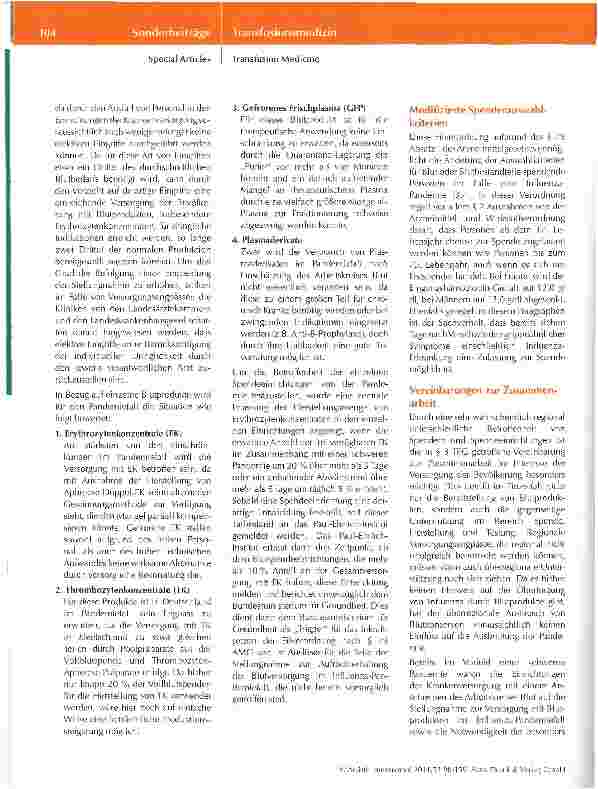 Vorschauseite 3: Strategien des Arbeitskreises Blut des Bundesministeriums für Gesundheit für Pandemien und Versorgungsengpässe mit Blutkonserven