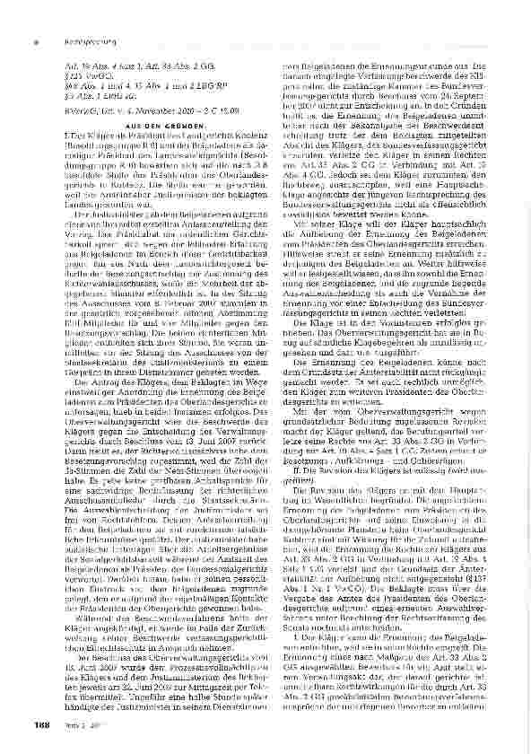 Vorschauseite 2: Gerichtliche Aufhebung einer Ernennung wegen Verkürzung des Rechtsschutzes
