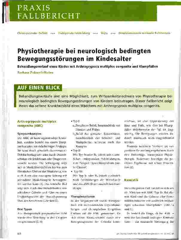 Vorschauseite 1: Physiotherapie bei neurologisch bedingten Bewegungsstörungen im Kindesalter