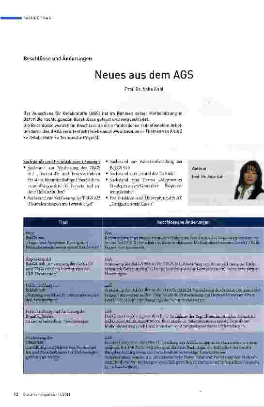Vorschauseite 1: Neues aus dem AGS