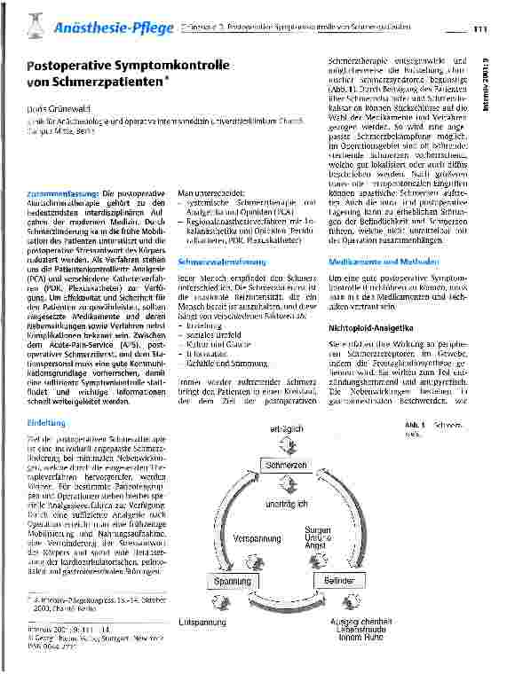Vorschauseite 1: Postoperative Symptomkontrolle von Schmerzpatienten