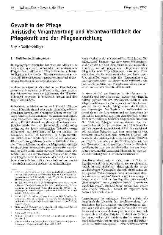 Vorschauseite 1: Gewalt in der Pflege Juristische Verantwortung und Verantwortlichkeit der Pflegekraft und der Pflegeeinrichtung