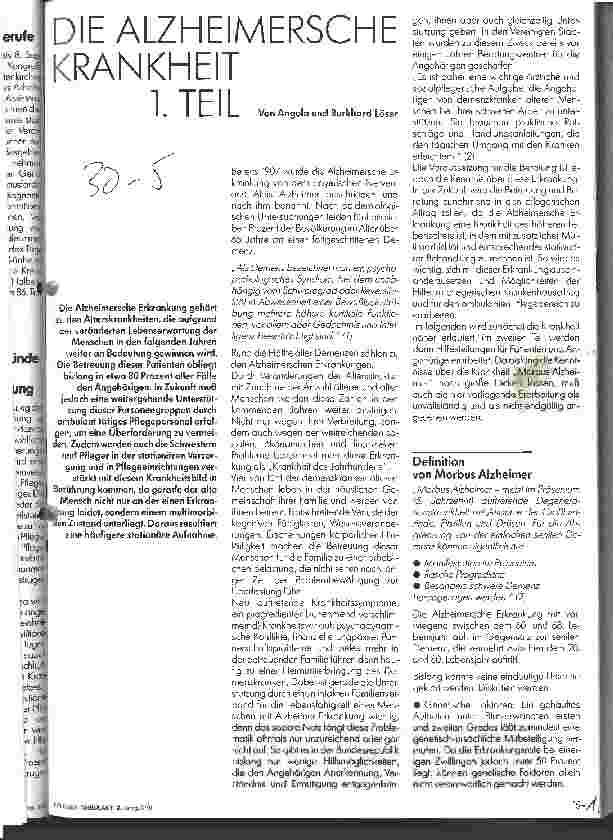 Vorschauseite 1: Die Alzheimersche Krankheit - Teil 1