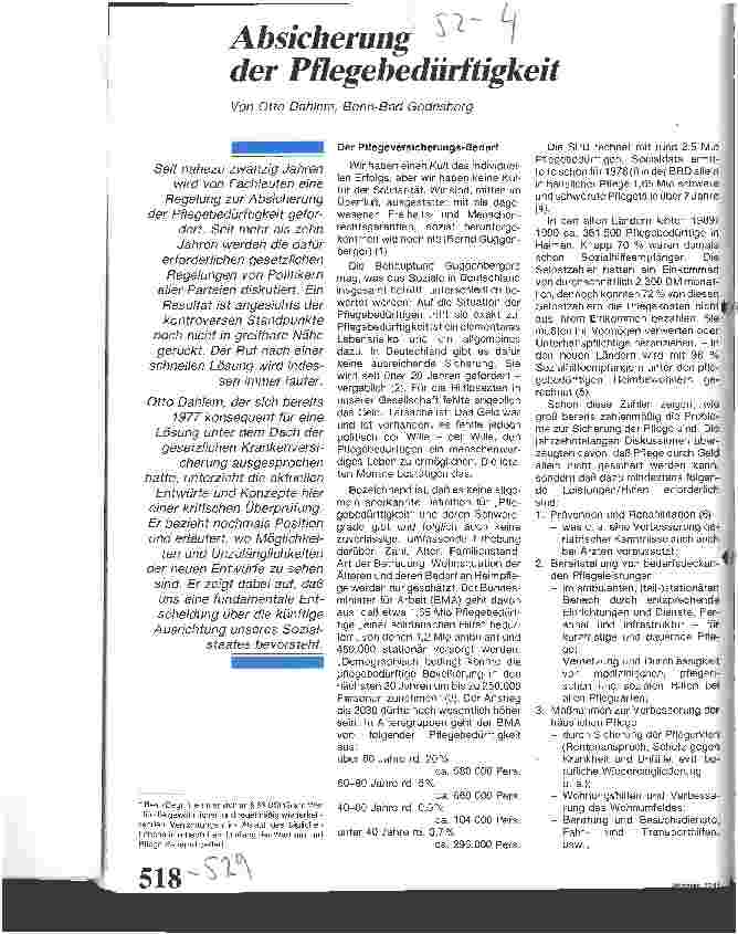 Vorschauseite 1: Absicherung der Pflegebedürftigkeit