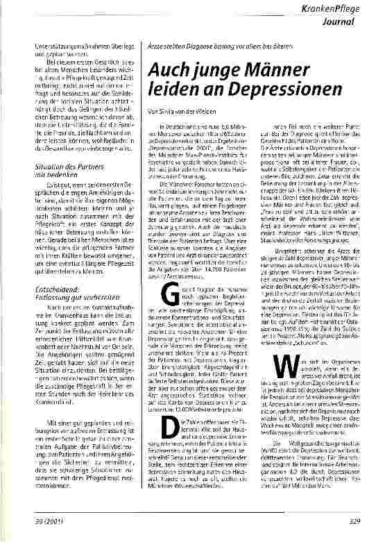Vorschauseite 1: Auch junge Männer leiden an Depressionen