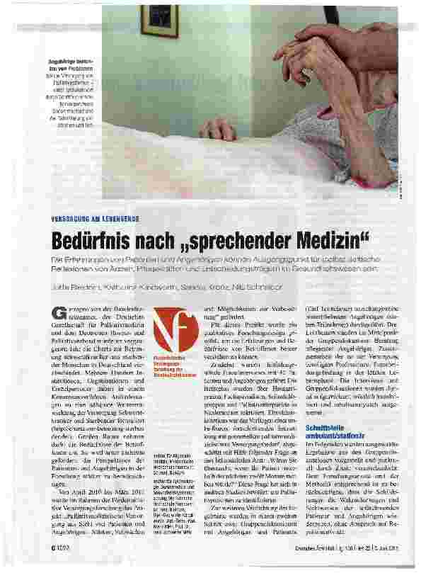 Vorschauseite 1: Bedürfnis nach „sprechender Medizin