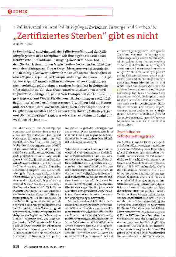 Vorschauseite 1: „Zertifiziertes Sterben gibt es nicht