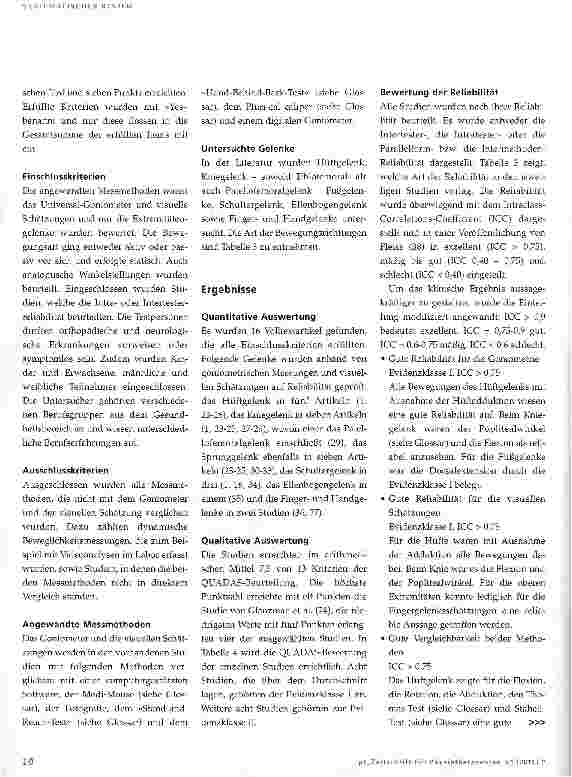 Vorschauseite 4: Wie zuverlässig sind Beweglichkeitsmessungen an Extremitätengelenken?
