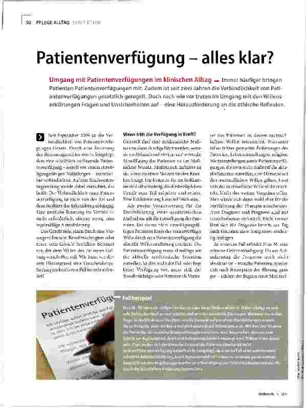 Vorschauseite 1: Patientenverfügung - alles klar?