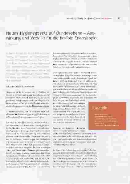 Vorschauseite 1: Neues Hygienegesetz auf Bundesebene - Auswirkung und Vorteile für die flexible Endoskopie