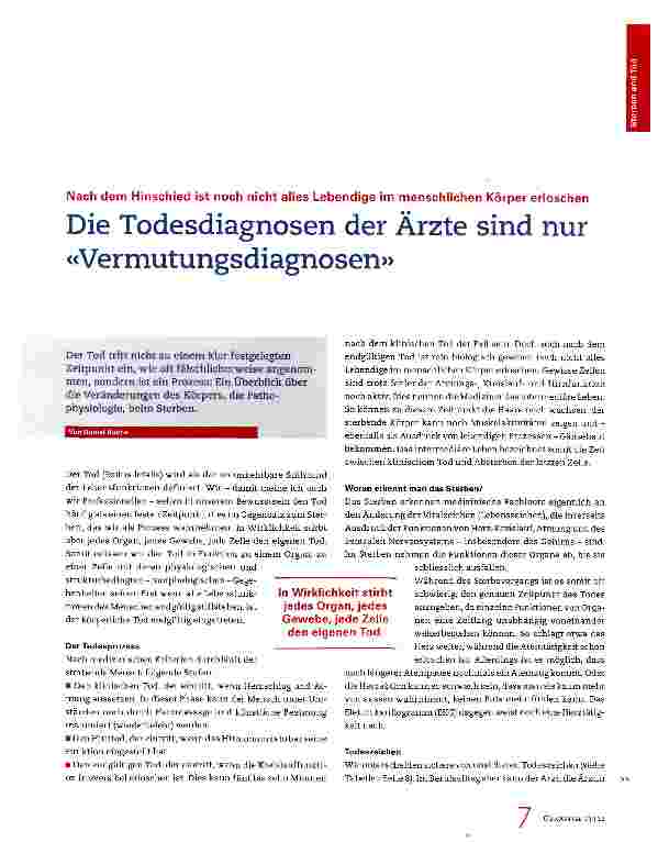 Vorschauseite 1: Die Todesdiagnosen der Ärzte sind nur «Vermutungsdiagnosen»