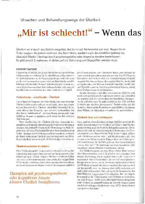Vorschauseite 1: Mir ist schlecht! - Wenn das Gehirn Übelkeit verbreitet