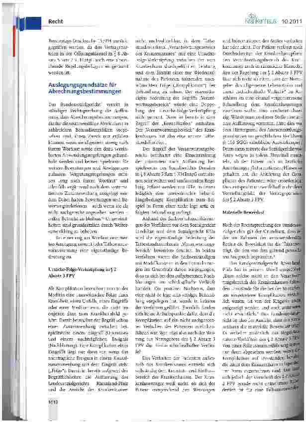 Vorschauseite 3: Die in den Verantwortungsbereich des Krankenhauses fallende Komplikation (§ 2 Absatz 3 FPV)