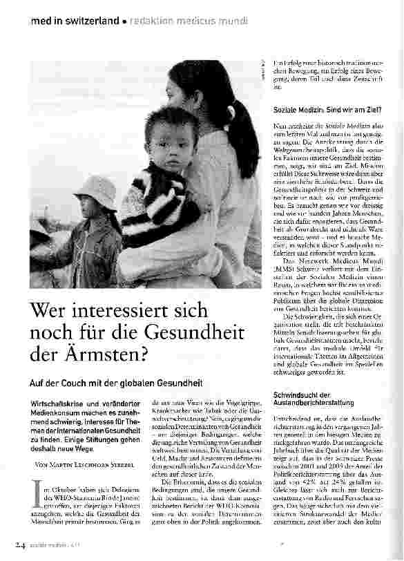 Vorschauseite 1: Wer interessiert sich noch für die Gesundheit der Ärmsten?