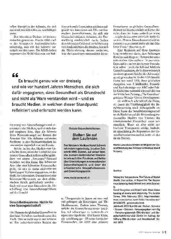 Vorschauseite 2: Wer interessiert sich noch für die Gesundheit der Ärmsten?