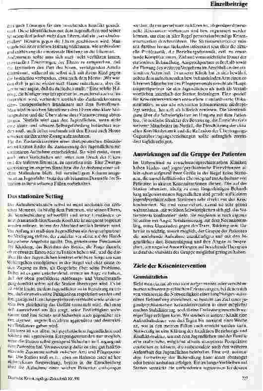 Vorschauseite 3: Die Aufnahmesituation bei akuten Krisen im Jugendalter